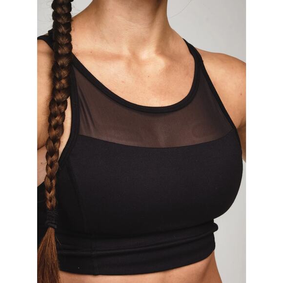 Seaav Athletics Mesh Sports Bra Top Womens Large Black New Athleisure - Picture 3 of 10